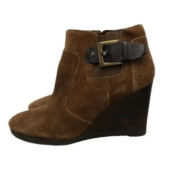 Franco Sarto Warrick Brown Suede Leather Ankle Booties 6.5 - Picture 2 of 6